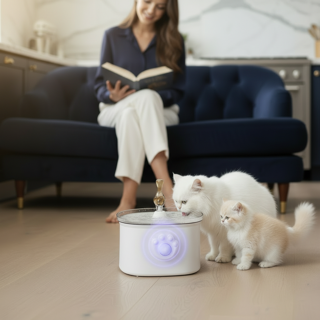 Infrared Pet Water Dispenser - Blue Tech Glow